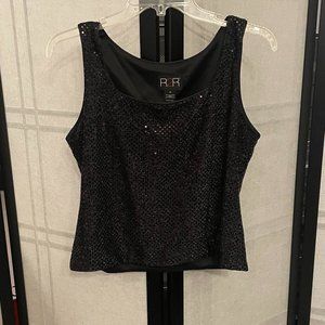 R2R Black Sequin Crop Tank Top
